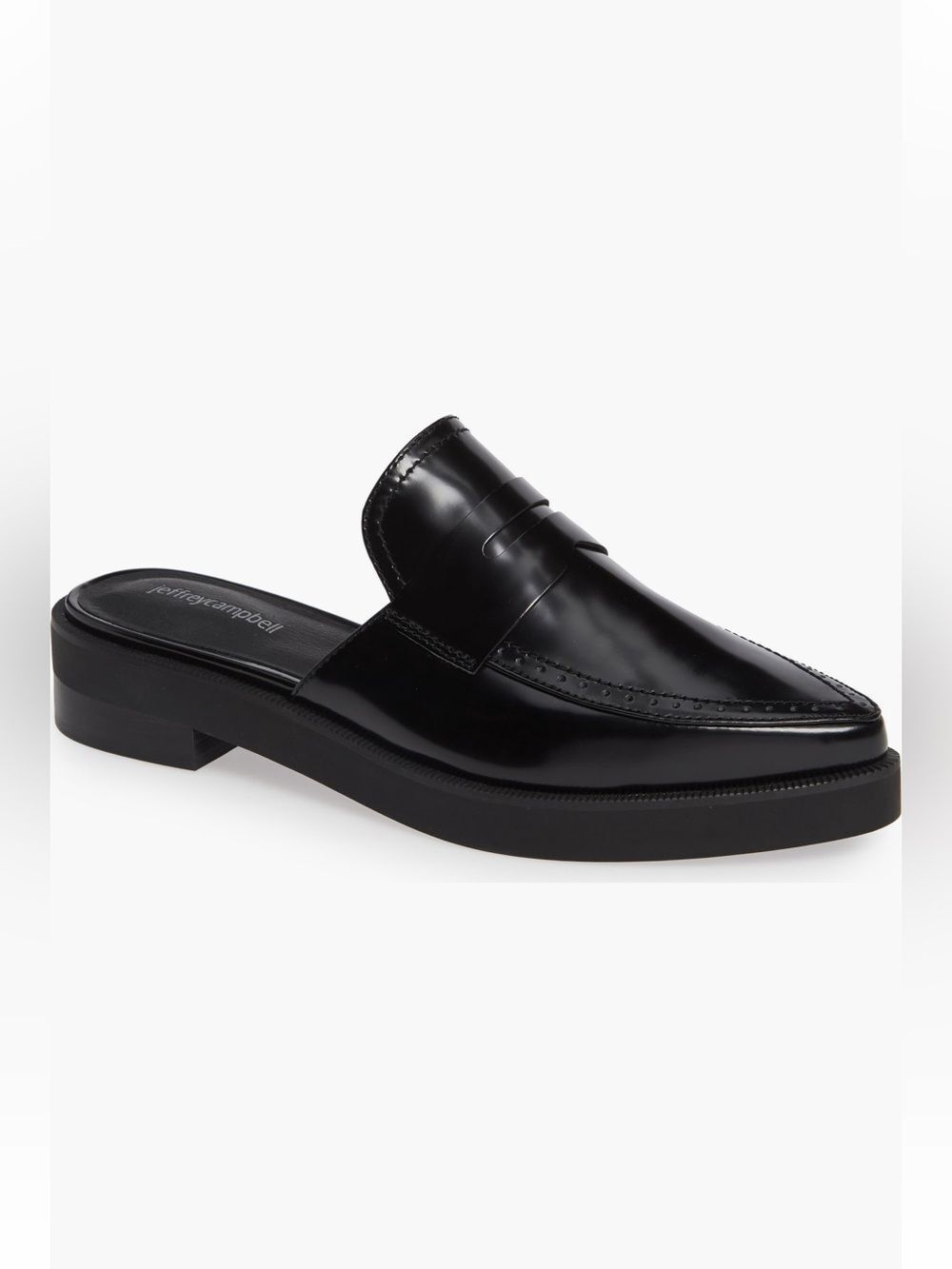 NIB Jeffrey Campbell Black Patent Leather Penny Loafer Mule - Finkman - 9.5
